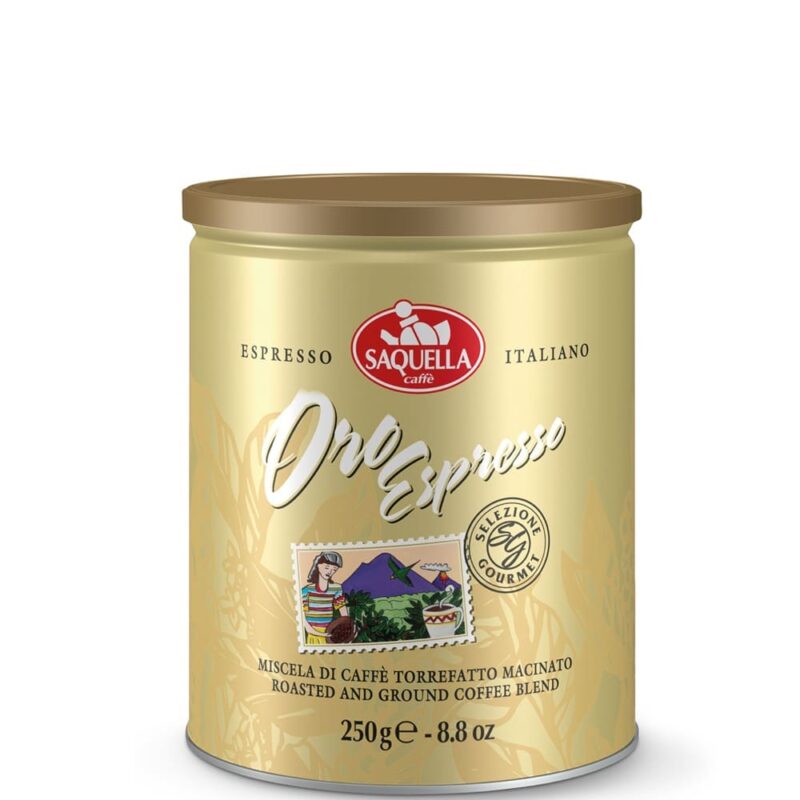 Cafe Molido Saquella Espresso Oro Lata 250g