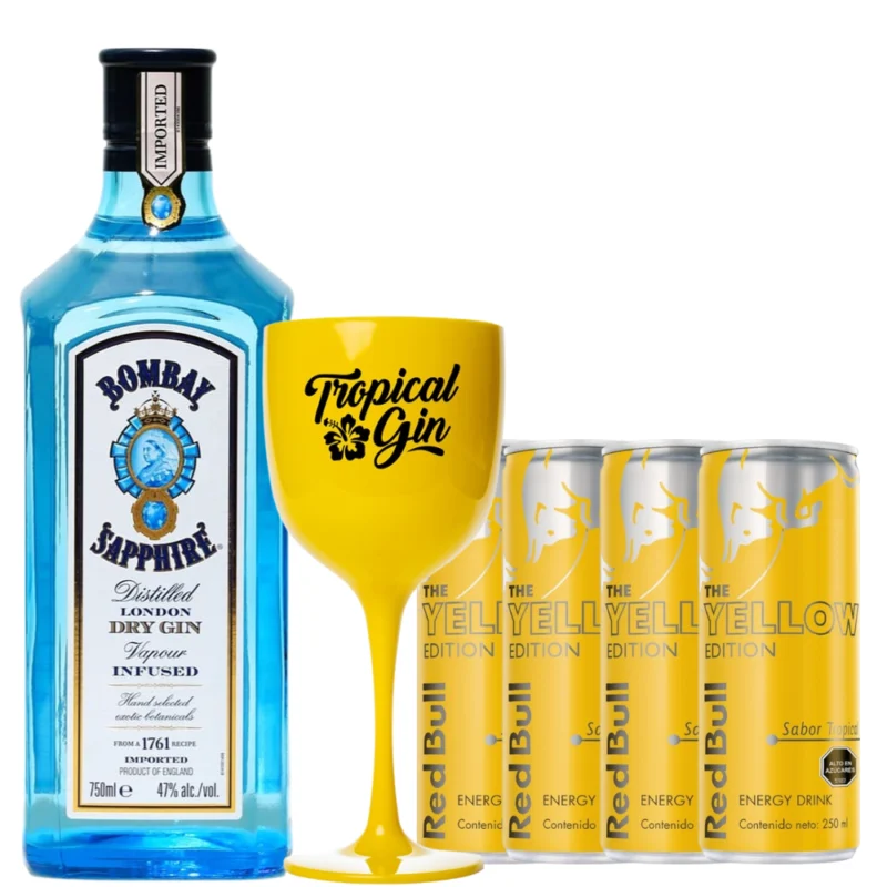 Pack Gin Bombay Sapphire 750cc + Red Bull Yellow + Copa