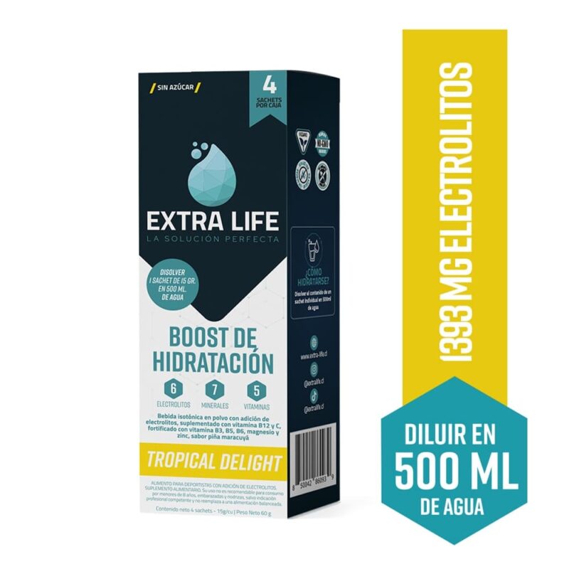 Boost de Hidratación Extra Life Tropical Delight 4 Unidades