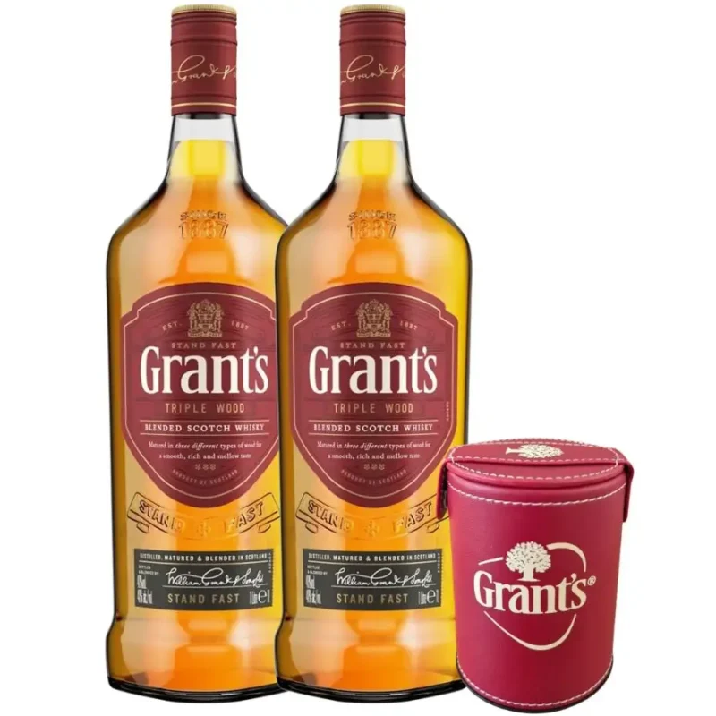 2 Whisky Grants Triple Wood 1 Litro + Cacho