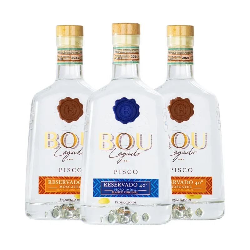 Pack 3 Pisco Bou Legado Blanco