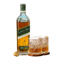 Pack Whisky Johnnie Walker Green Label 750cc +  2 Vaso Corto de Vidrio
