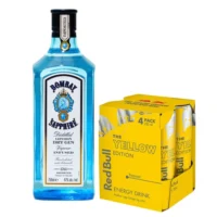Pack Gin Bombay Sapphire 750cc + 4 Red Bull Yellow