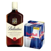 Pack Whisky Ballantines Finest 1L + 4 Red Bull Regular 250cc
