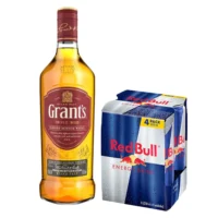 Pack Whisky Grants 750cc + 4 Red Bull Regular 250cc