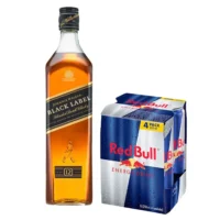 Pack Whisky Johnnie Walker Black Label 750cc + 4 Red Bull Regular 250cc
