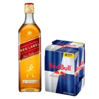 Pack Whisky Johnnie Walker Red Label 750cc + 4 Red Bull Regular 250cc