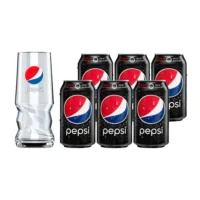 6 Bebida Pepsi Zero Lata 350cc + Vaso de regalo