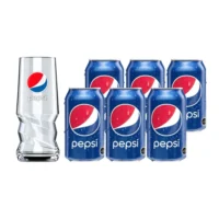 6 Bebida Pepsi Lata 350cc + Vaso de regalo